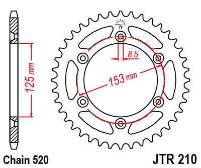 Звезда ведомая JTR210 для HONDA CRF250 04-13
