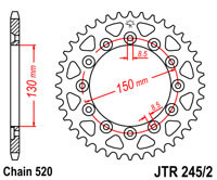 Звезда ведомая JTR245/2 для YAMAHA WR426F 01-02 