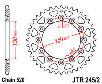 Звезда ведомая JTR245/2 для YAMAHA WR450F 03-11 