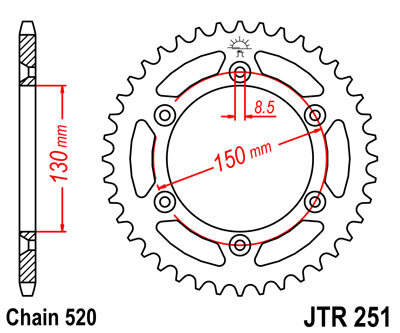 Звезда ведомая JTR251 для YAMAHA WR450F 03-13