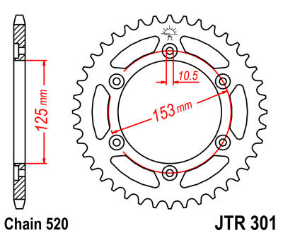 Звезда ведомая JTR301 для HONDA XR250R 90-95 