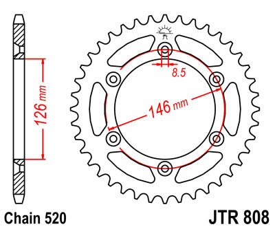 Звезда ведомая JTR808 для SUZUKI RM-Z250 07-12